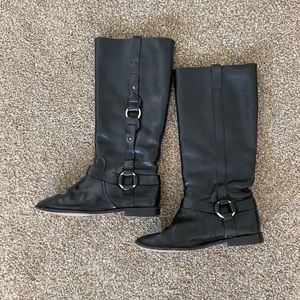 Frye tall black leather harness boots size 7
